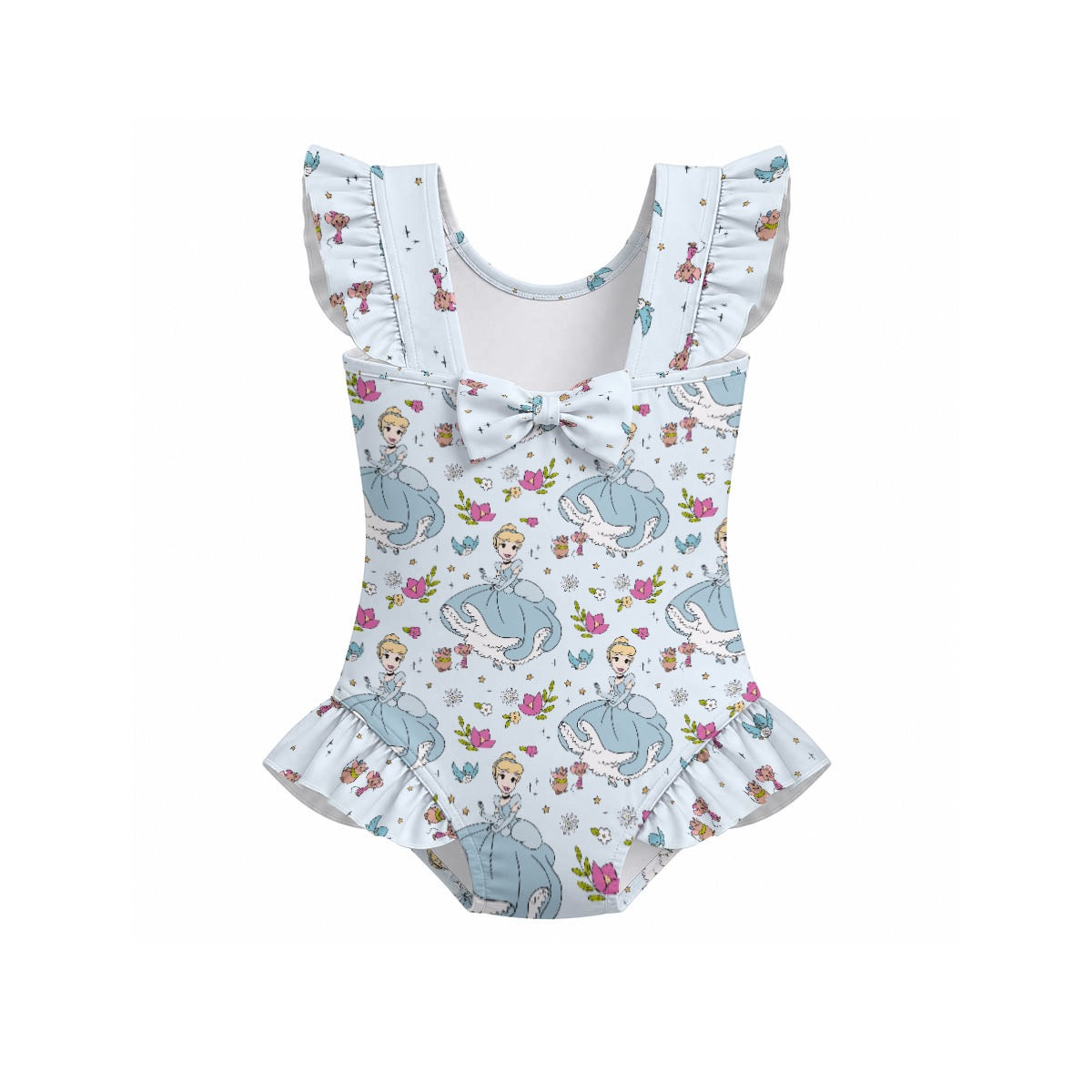 Cindy Girls' Ruffle Sleeve Swimsuit With Bow