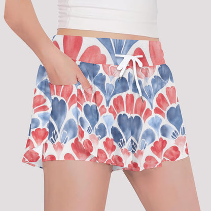 Patriotic Watercolor Girls' Sports Culottes