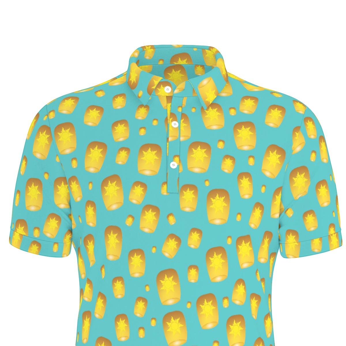 Teal Lanterns Men's Stretch Collar Polo Shirt