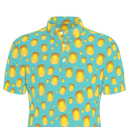 Teal Lanterns Men's Stretch Collar Polo Shirt