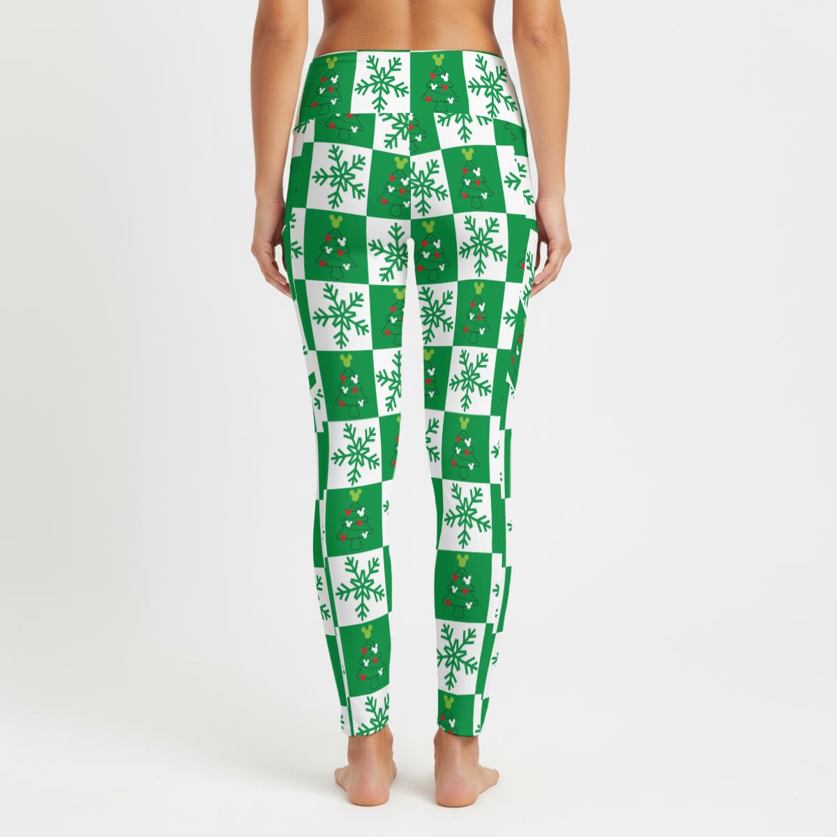 Christmas Green Check Women's High Waist Leggings With Side Pocket