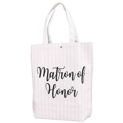 Matron of Honor Striped Canvas Bag With Shoulder Strap