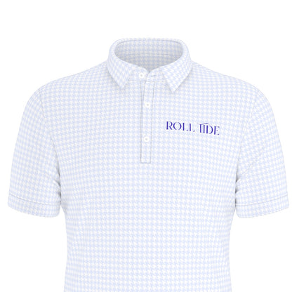Blue Herringbone Roll Tide Men's Stretch Collar Polo Shirt