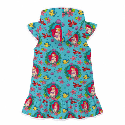 Teal Mermaid Frame Girls' Hooded Beach Cover-Up