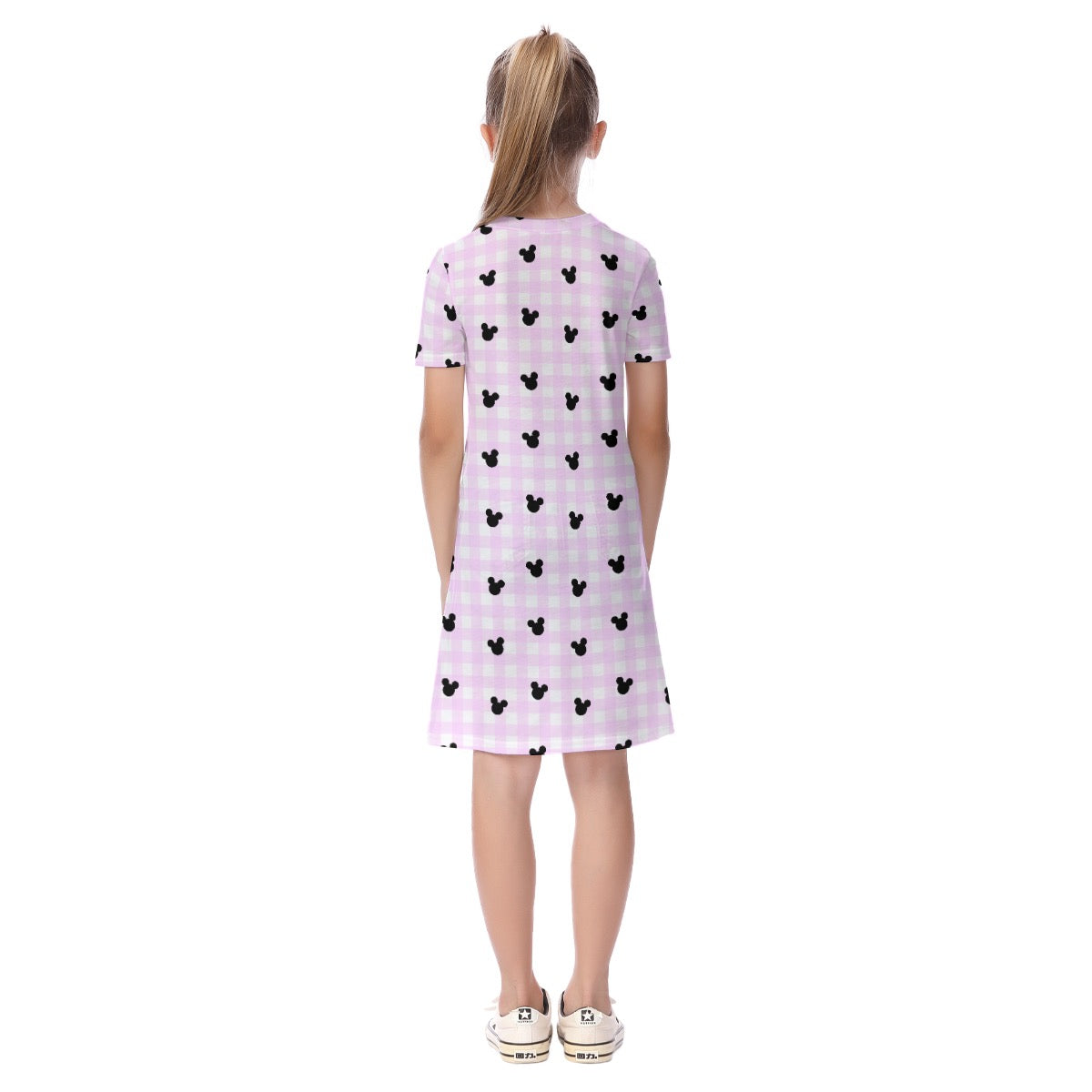 Bright Pink Gingham Kid's Short Sleeve Dress