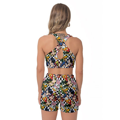 Checkered Friends Women's Sports Bra Suit