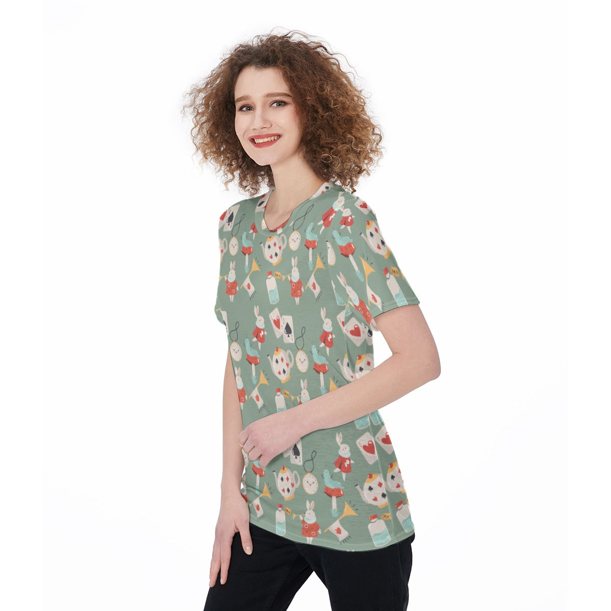 Green Alice Icons Women's Crew Neck T-Shirt