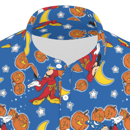 Pumpkin Sorcerer Men's Stretch Collar Polo Shirt