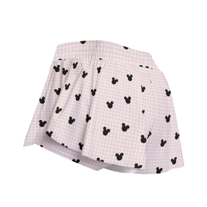 Pink Herringbone Women's Sport Skorts With Pocket