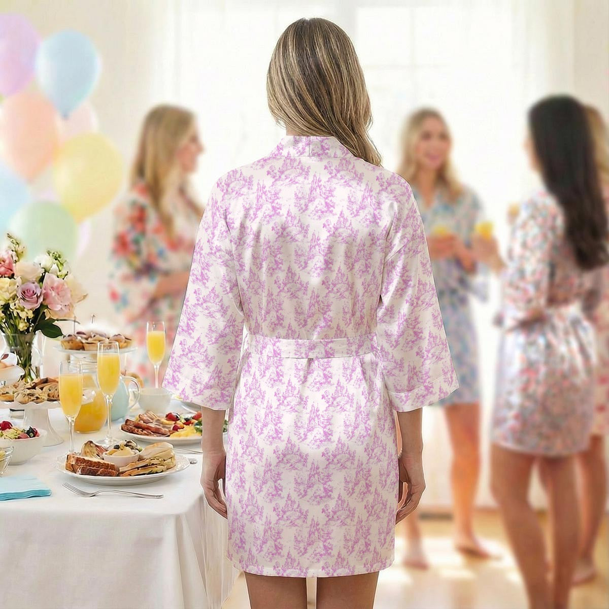 Hot Pink Castle Toile Women's Robe