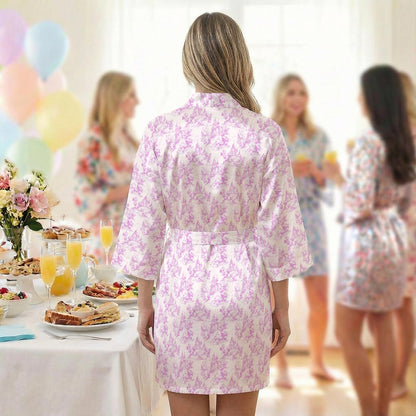 Hot Pink Castle Toile Women's Robe