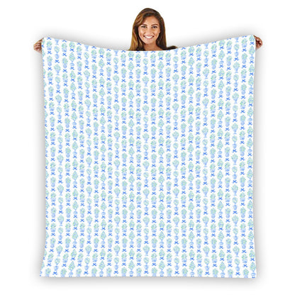 Single-Side Chinoiserie Planter Flannel Blanket