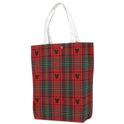 Christmas Plaid Canvas Bag With Shoulder Strap