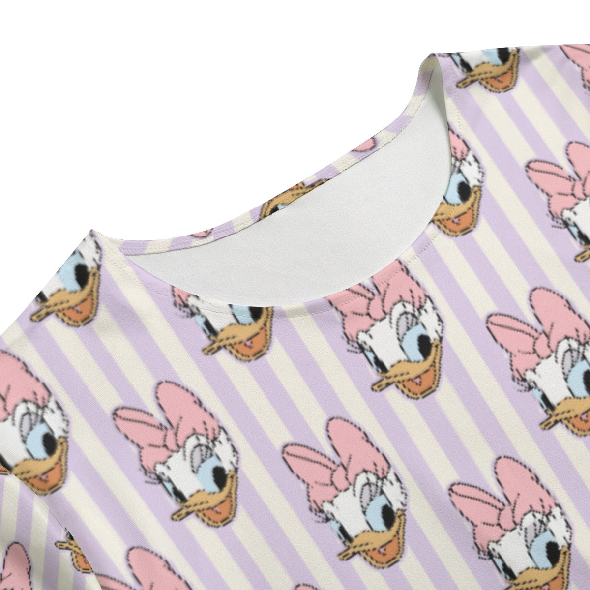 Daisy Stripe Women's T-shirt Set With Short Sleeve