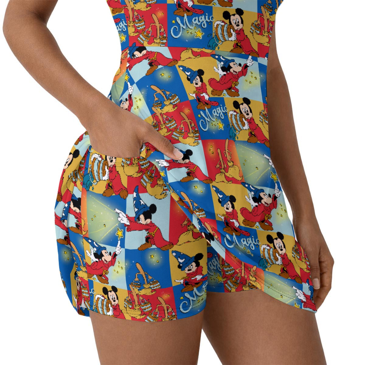Sorcerer Squares Women’s Athletic Dress With Built‑In Shorts