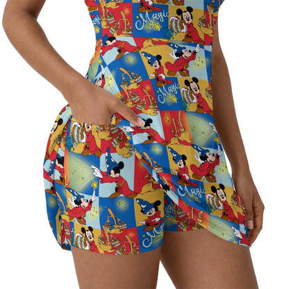 Sorcerer Squares Women’s Athletic Dress With Built‑In Shorts