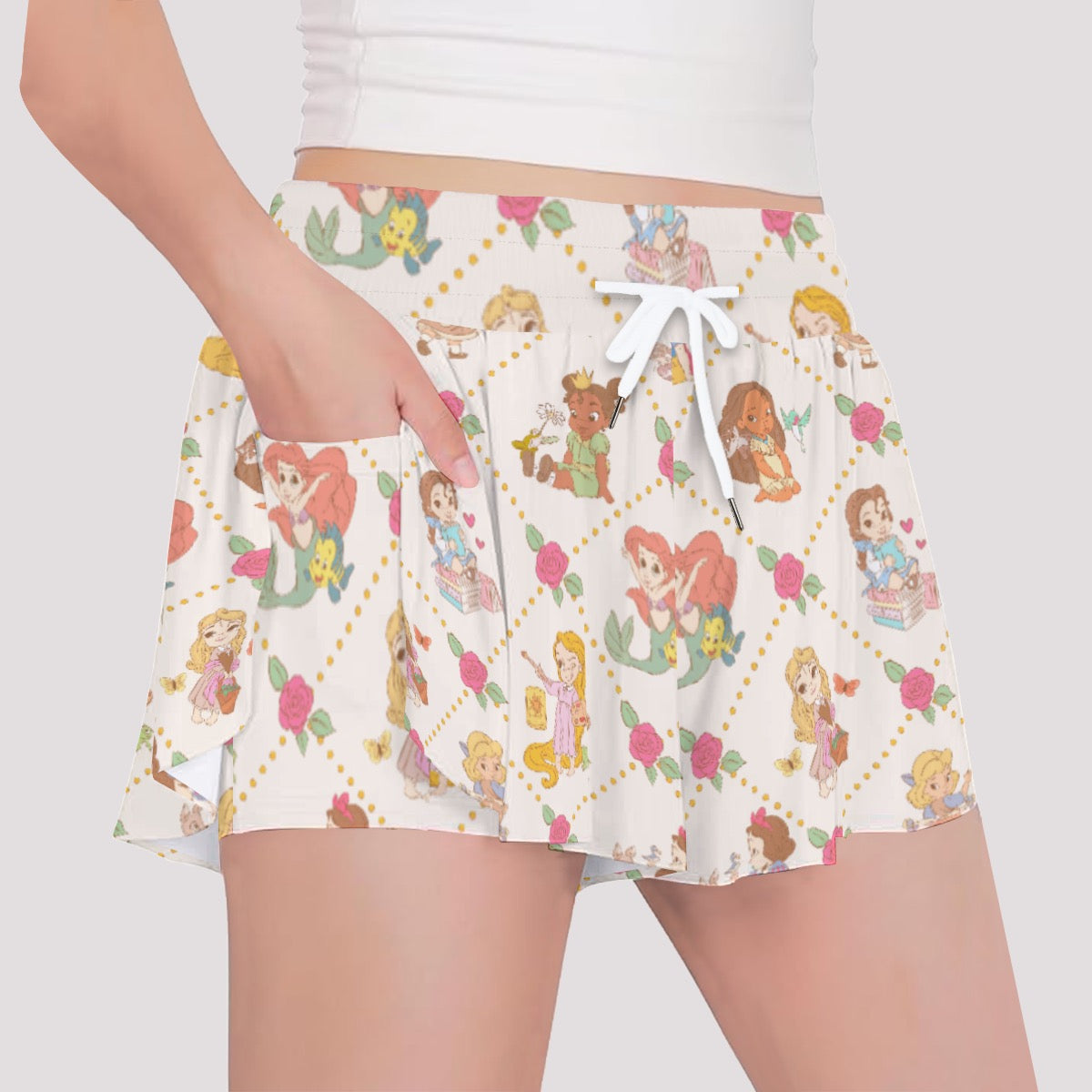 Young Princesses Yellow Print Girls' Sports Culottes