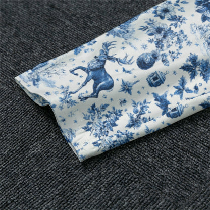 Blue Christmas Toile Men's Raglan Sleeve Pajamas