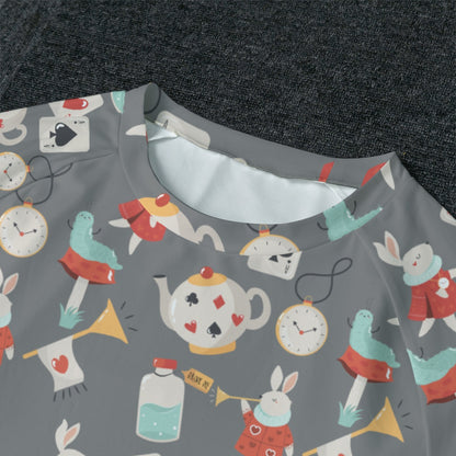 Gray Alice Icons Men's Raglan Sleeve Pajamas With Wide Ankles
