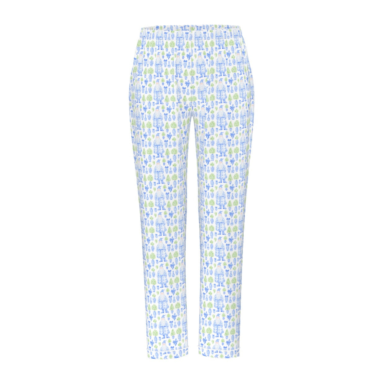 Grandmillenial Santa Women's Long Sleeve Pajama Set With White Contrast Piping