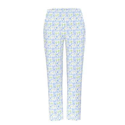 Grandmillenial Santa Women's Long Sleeve Pajama Set With White Contrast Piping
