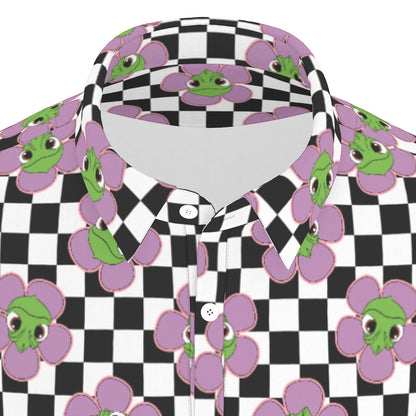 Flower Chameleon Men's Stretch Collar Polo Shirt