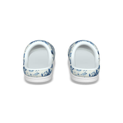 Blue Christmas Toile Women's Plush Slippers