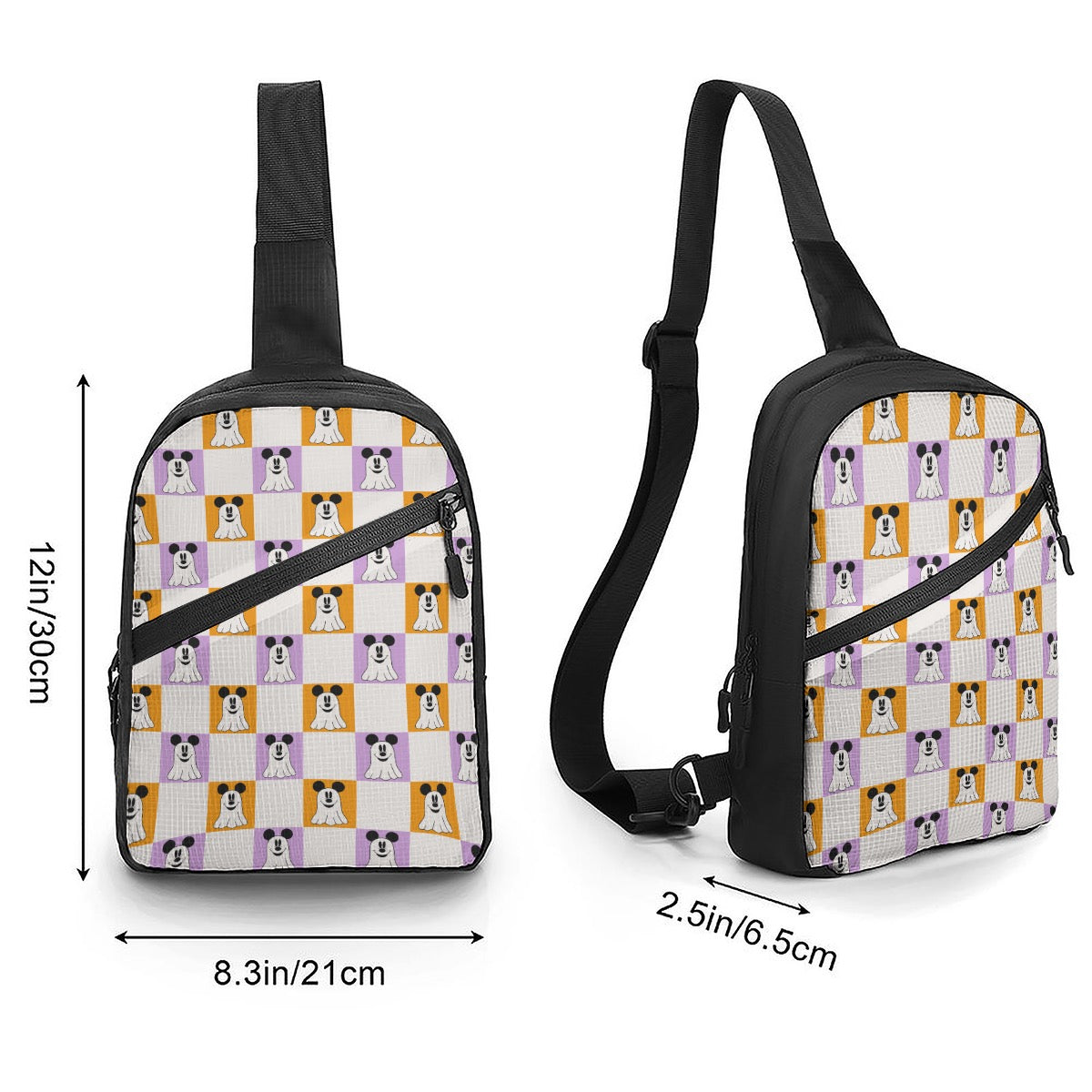 Friendly Ghosts Check [orange & purple] Folding chest bag