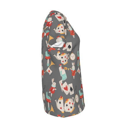 Gray Alice Icons Women's Round T-Shirt|210GSM