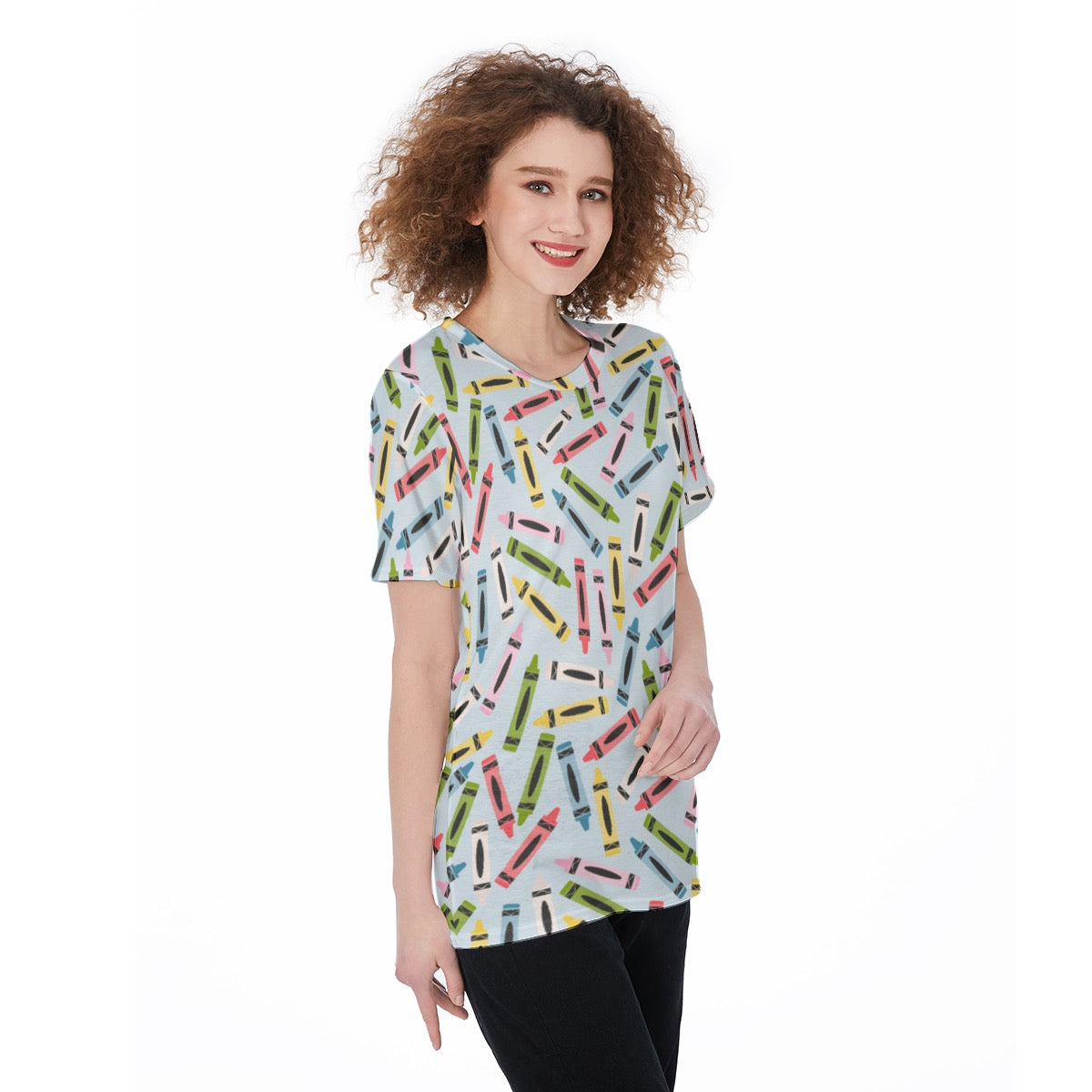 Crayons Women's O-Neck T-Shirt|180 GSM Jersey