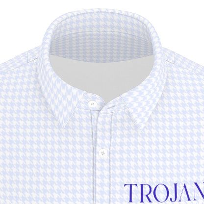 Blue Herringbone Trojans Men's Stretch Collar Polo Shirt