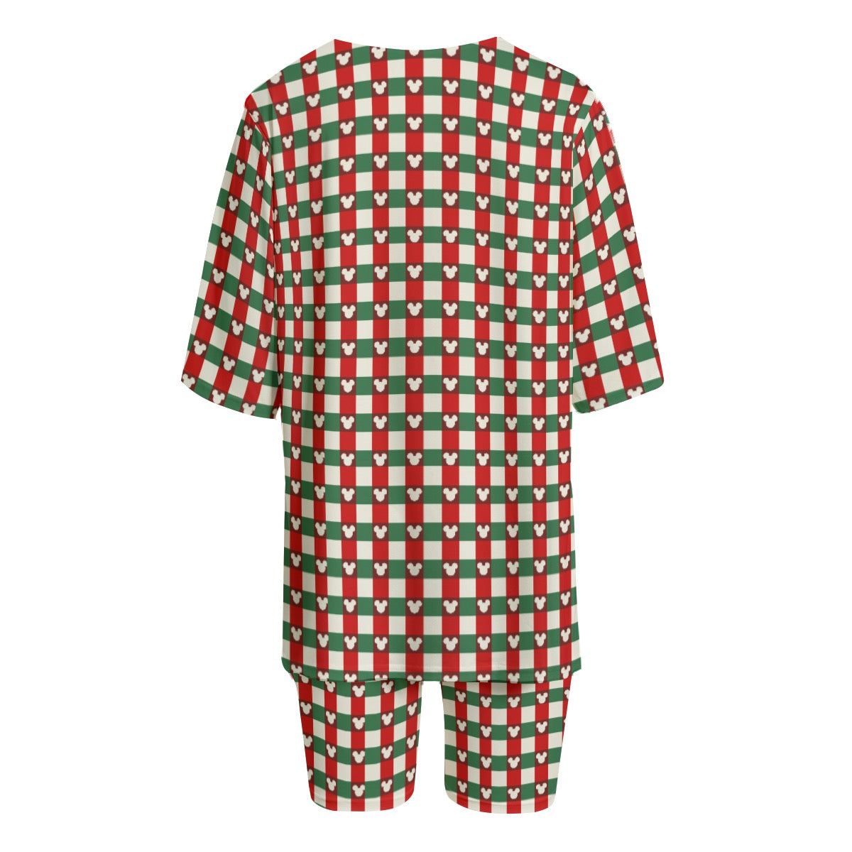 MM Christmas Plaid Women's T-shirt Set With Short Sleeve