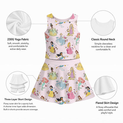 Princess Girl's Sleeveless Sports Tank & Skort Set
