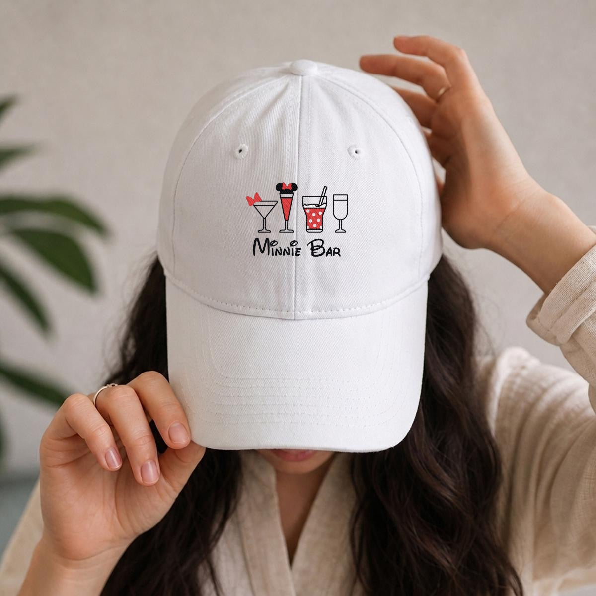 Minnie Bar Embroidered Soft-Crown Flat Cap