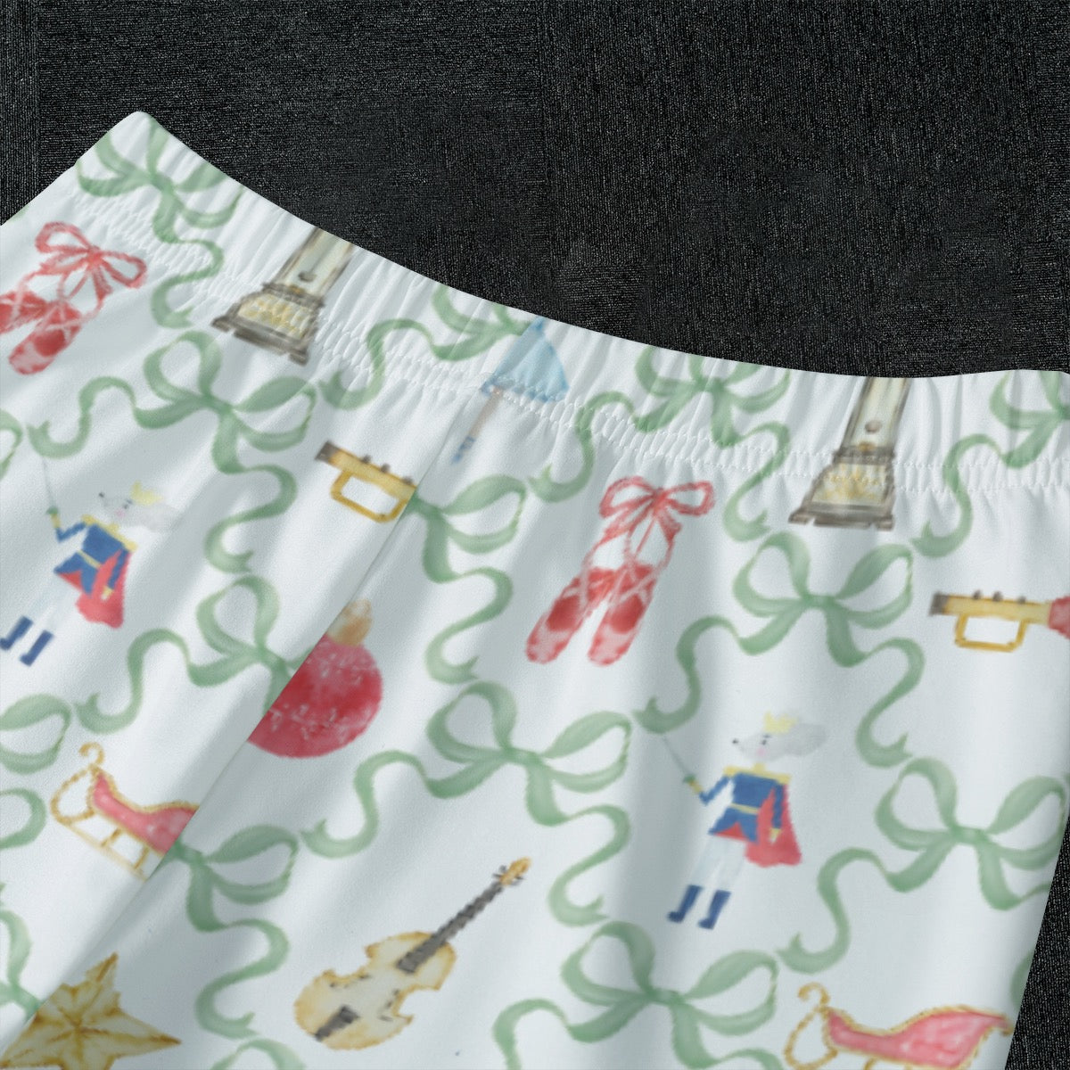 Green Bow Trellis Nutcracker Kid's Raglan Sleeve Pajamas
