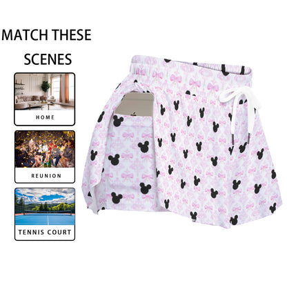 Pink Bow Women's Sport Skorts With Pocket