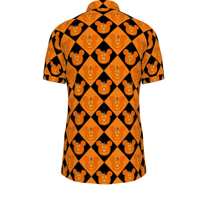 MM Pumpkin Argyle Men's Stretch Collar Polo Shirt