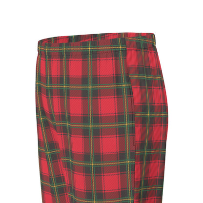 Classic Christmas Plaid Women's Long Sleeve Pajama Set With Black Contrast Piping