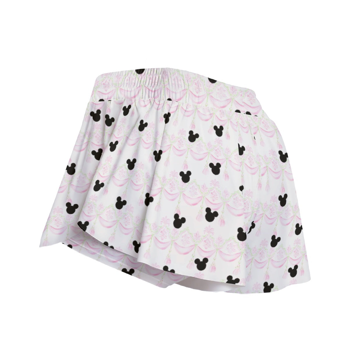Pink Swag & Tassel Women's Sport Skorts With Pocket