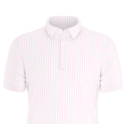 Rose Stripe Men's Stretch Collar Polo Shirt
