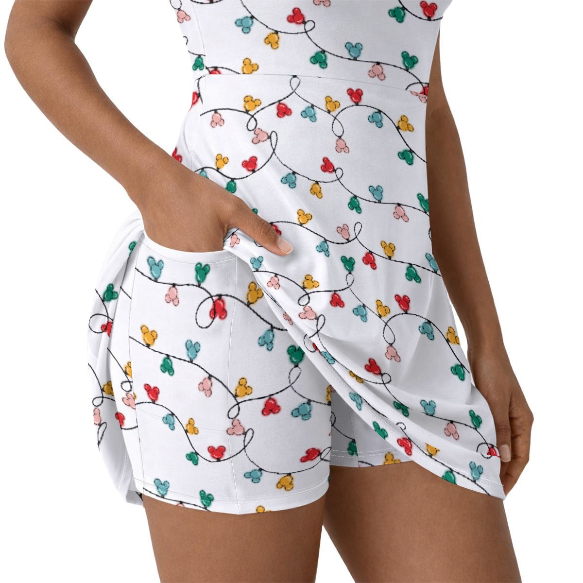 MM Christmas Lights Women’s Athletic Dress With Built‑In Shorts