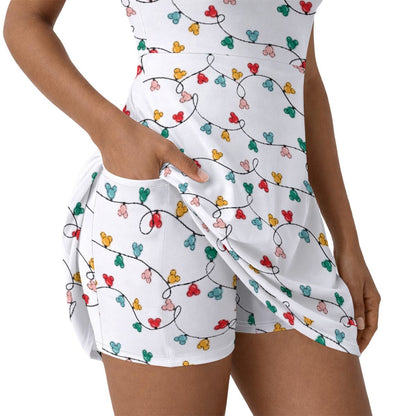 MM Christmas Lights Women’s Athletic Dress With Built‑In Shorts