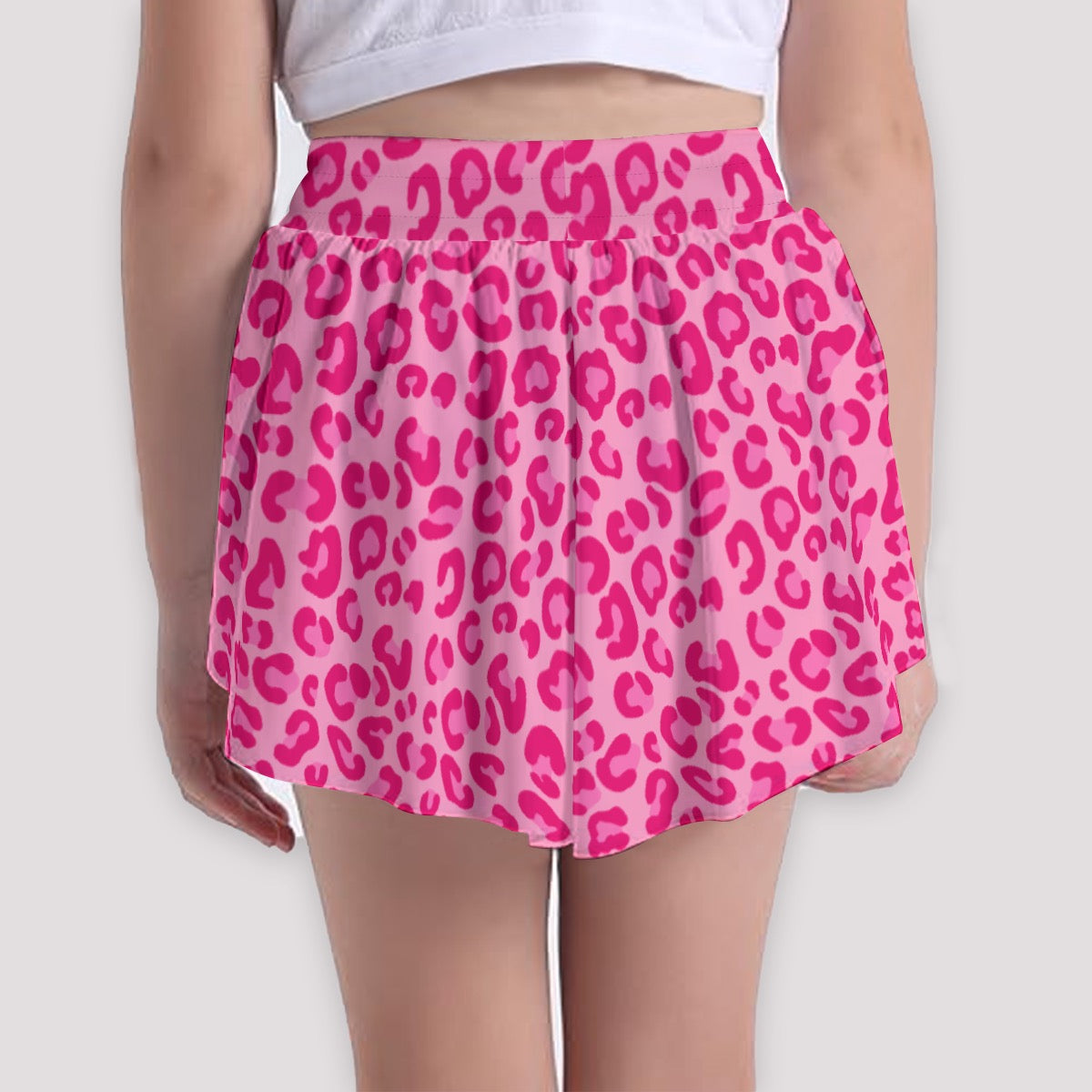 Pink Leopard Print Girls' Sports Culottes