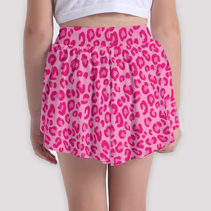 Pink Leopard Print Girls' Sports Culottes