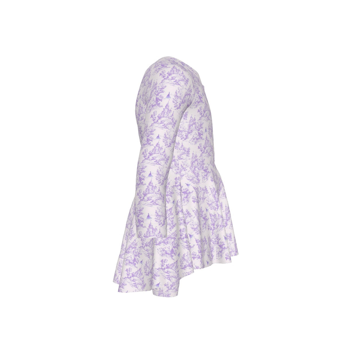 Purple Princess Castle Toile Girls LS Pants Set