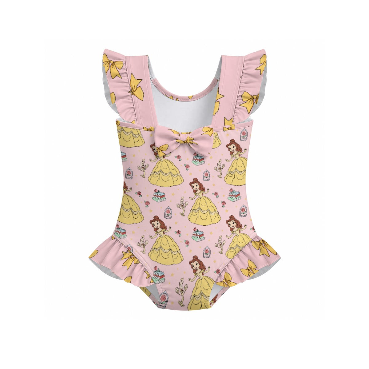 The Beautiful Princess Girls' Ruffle Sleeve Swimsuit With Bow