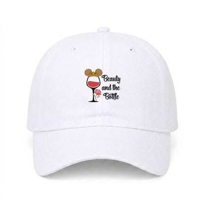 Beauty And The Bottle Embroidered Soft-Crown Flat Cap