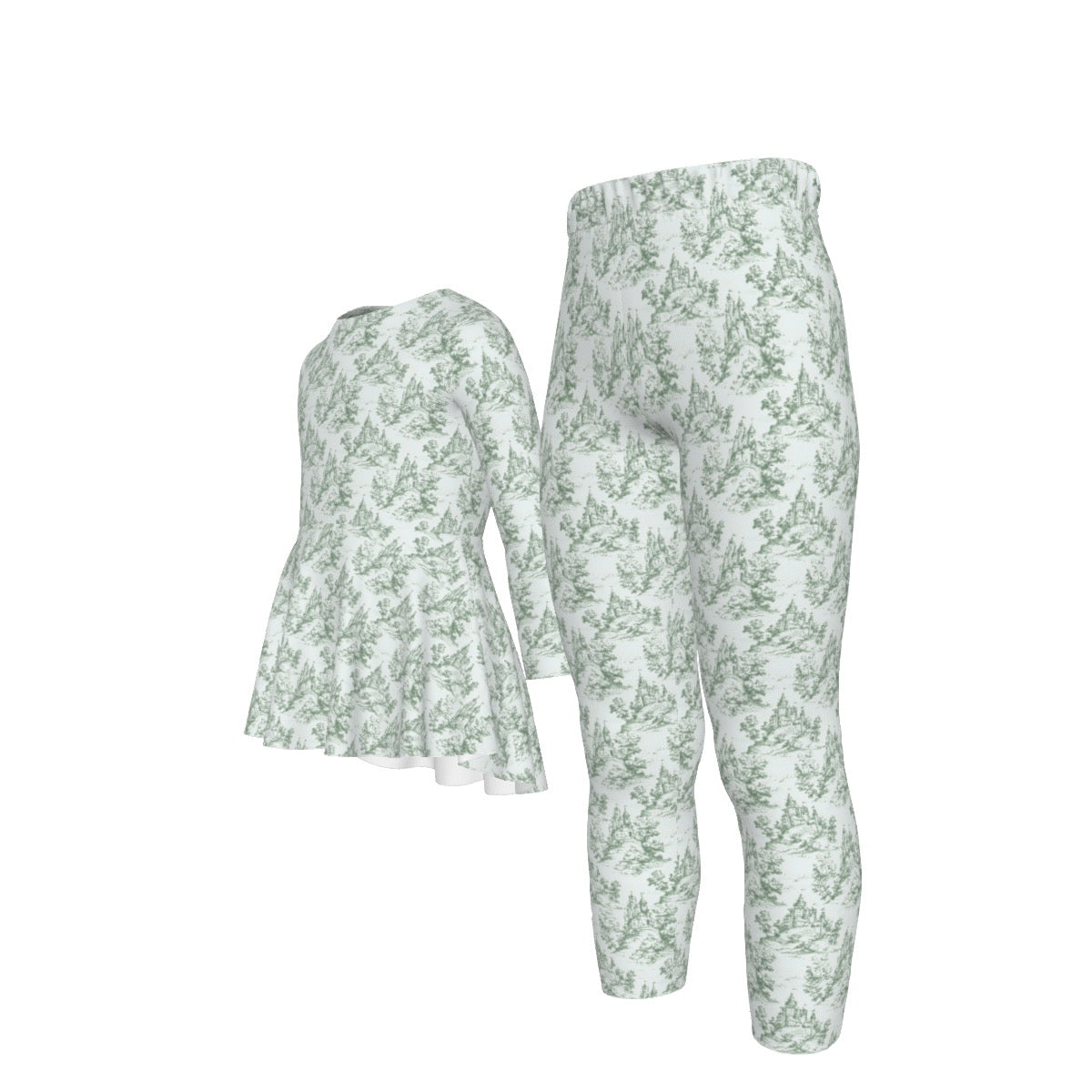 Green Castle Toile Girls LS Pants Set