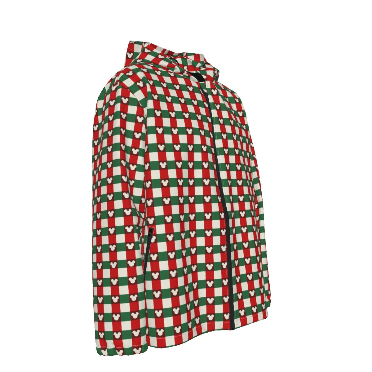 MM Christmas Plaid Men's Hooded Zipper Jacket