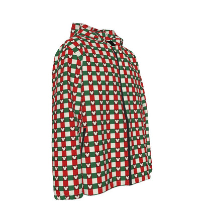 MM Christmas Plaid Men's Hooded Zipper Jacket